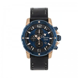 Alexandre Christie AC 6410 Rosegold Blue Black Leather MCLURBU